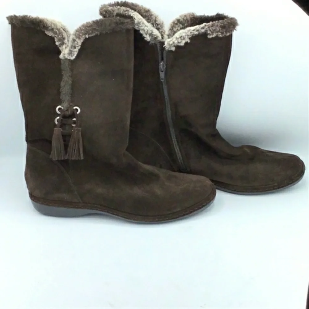 Stewart Weitzman Furlure Brown Sport Suede Shearling Boots Size 9 M